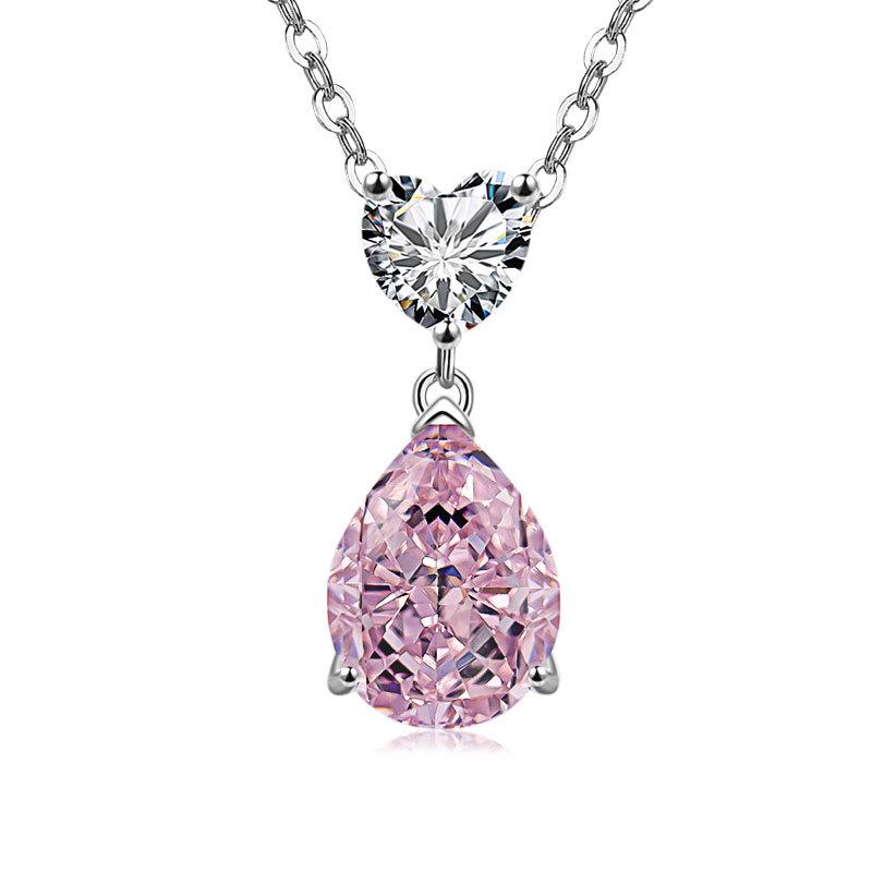 Jewelry Temperament Warm Sun Water Drop Necklace Ice Flower Cut Zirconium Platinum Plated 925 Silver Pendant Necklace