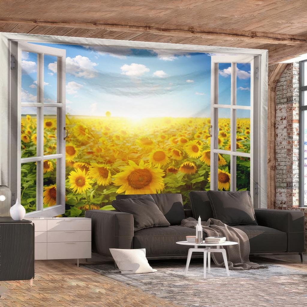 Window View Tapestry for Photography Background Fabric, Room Decorations Digital-printed Polyester Tapestries Living Rooms