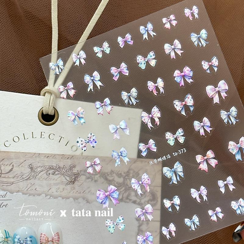 5D Sparkle Clear Diamonds Colorful Thin Little Bow Tie Bowknot Adhesive Nail Art Stickers Decals Manicure Ornaments Suppliers