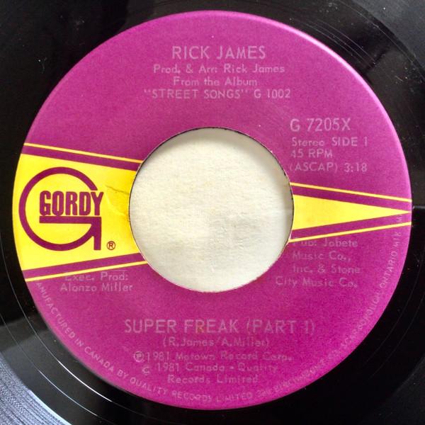 

7inch Record RICK JAMES - Super Freak G7205X Gordy 1981 Canada Dance & Electronica Used