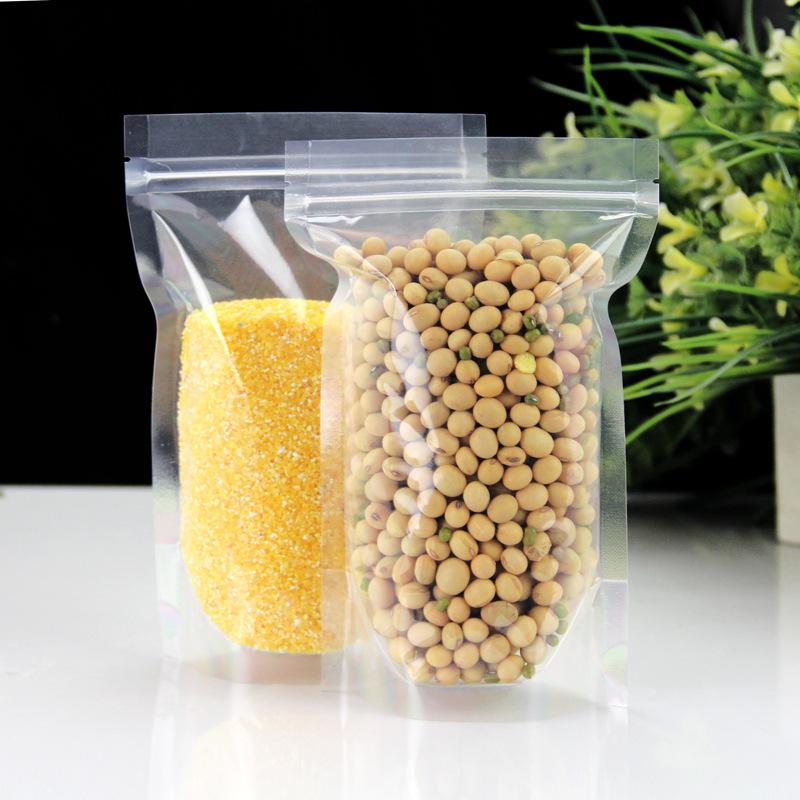 10PCS Transparent Plastic Ziplock Bag Standable Nut Grain Tea Leaf Moistureproof Waterproof Seal Bag Kitchen Storage Refill Bag