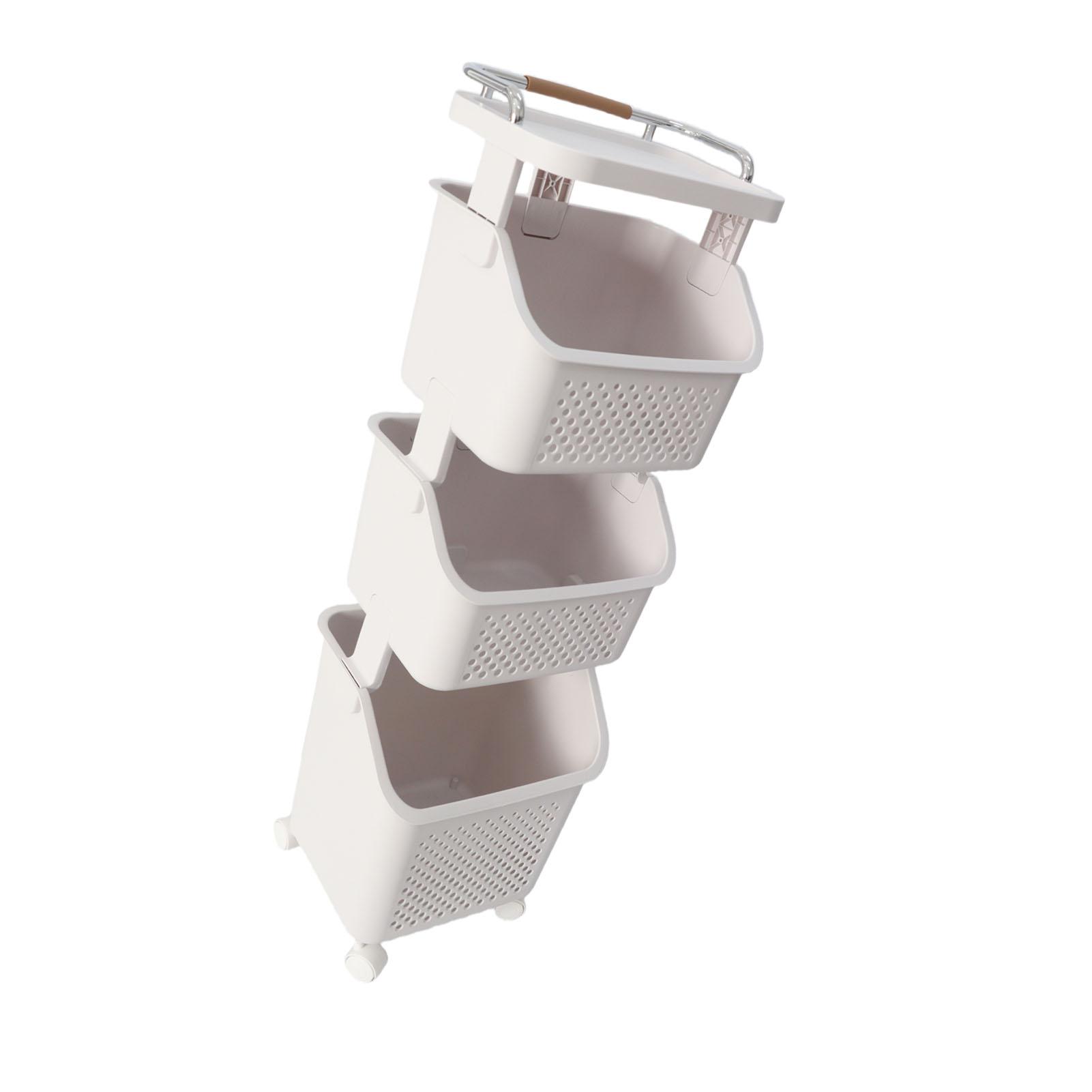 Rolbare Wasmand PP ABS Wasmand Kleding Opbergmand met 4 Wielen voor Huis Keuken Badkamer