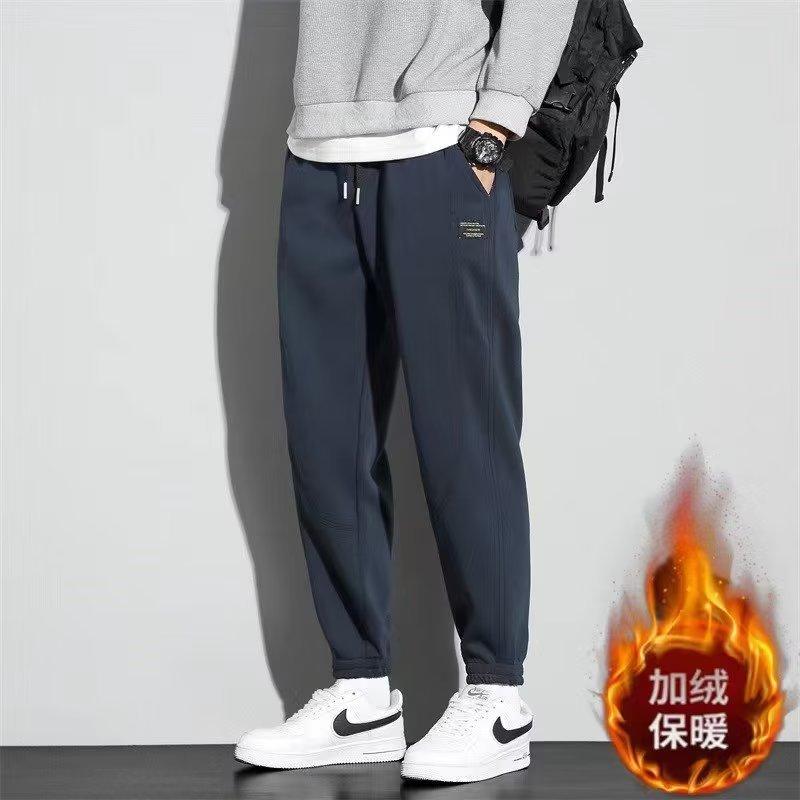 Sweatpants boys autumn and winter new fleece thickened casual pants trendy leggings loose sweatpants