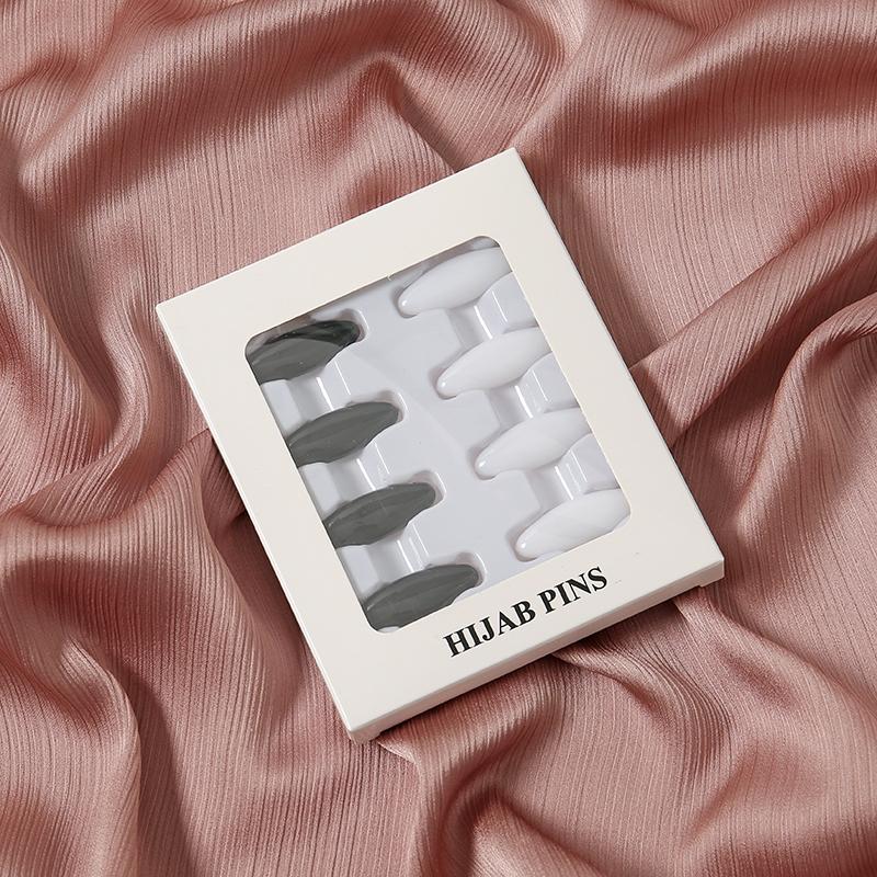 Fashion Muslim Scarf Hijab Pins Oval Plastic Brooches For Women Mixed Colors Clips Fixed Safely Pin Accessories 8PcsBox