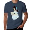 Abstract Faceless Girl Reading Tshirt Work Short Sleeve Cotton Top