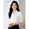 Women's Summer V-neck Bow-knot Short Sleeve Chiffon Blouse