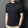 Spring New Solid Color Wool-containing Middle-aged Men's Sweater Thin Half Turtleneck Short-sleeved Sweater Men's Clothing