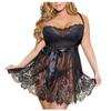 Dames dentelle grande taille chemise de nuit sous-vêtements Sexy à bretelles deux pièces chemise de nuit