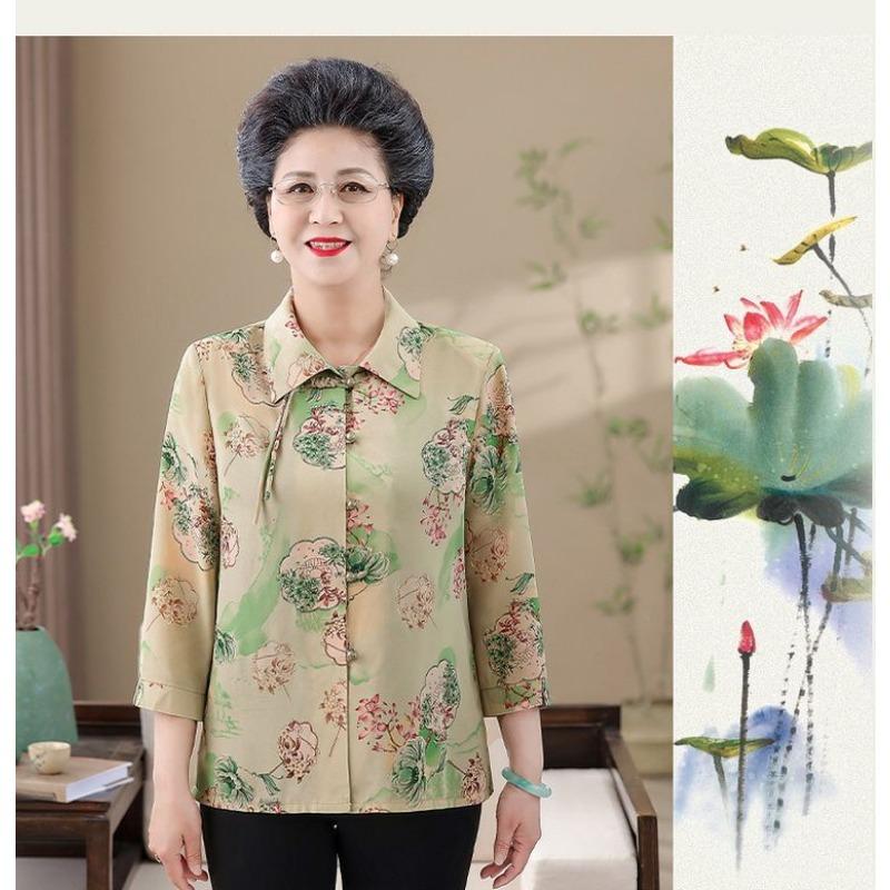 New Summer Shirts for Middle-aged and Elderly People Three-quarter Sleeve Summer Cardigan Shirts