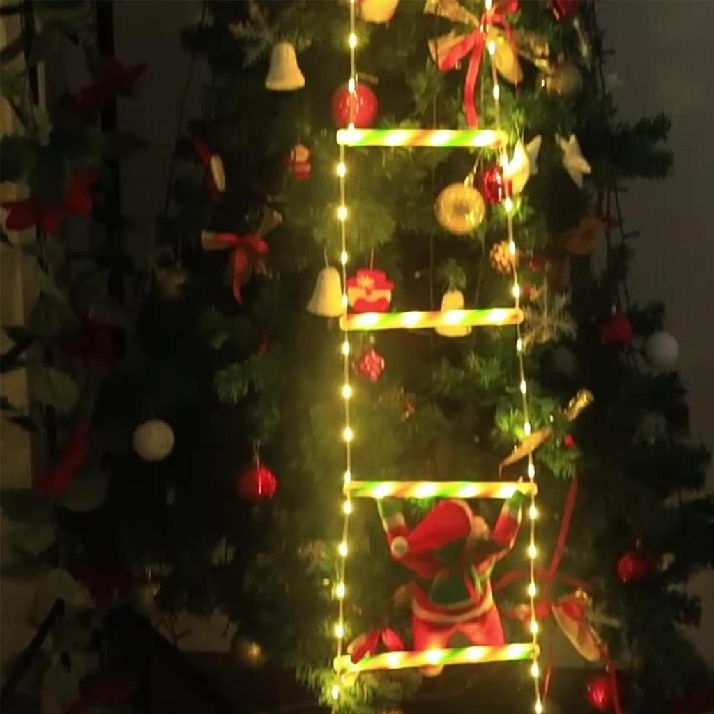 Weihnachts Kletternder Weihnachtsmann Lichterkette - Dekorative Leiter für Baum oder Zuhause