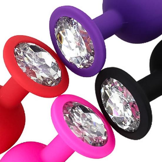 Anal Plug Adult Toy Waterproof 3 Rhinestone Design Plug Colors Anal Sex Toy Couples