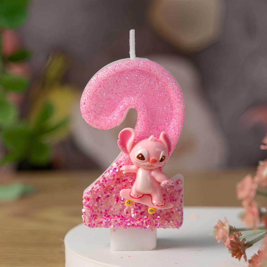 Pink Long-Eared Animal Birthday Candle, Number 09, Cute Cartoon Decoration for First Birthday Cake