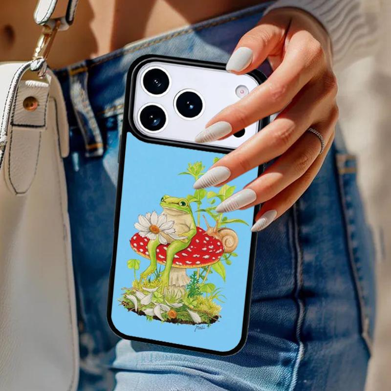 mushroom frog Phone Case For iPhone 17 Air 14 15 13 12 Max Cover For Apple 16e 11 Pro Max Plus Coque