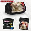 1pc 1pcs Large Capacity Double Layer Flip Pencil Case Suitable for Schools, Offices & Travel - Cat & Flower Crown Design with Zipper Closure, Stylish