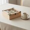 Tea Storage Box with Glass Lid Divided Interior for Kitchen