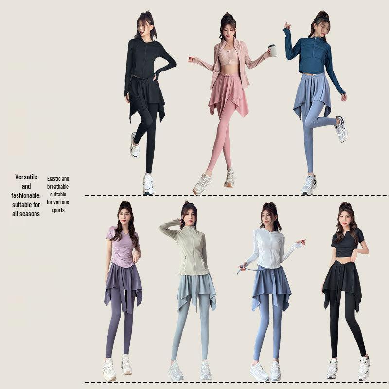 Women's Plus Size Quick-Dry Yoga Skirt-Pants, Anti-Exposure, Autumn Fitness Long Pants