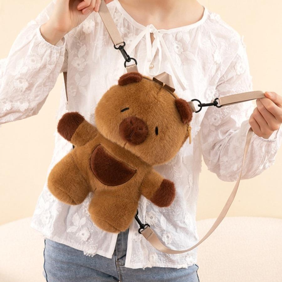 Kids Capybara Doll Plush Backpack Kawaii Animal Plushie Toy Fur Bag Children's Schoolbag Mini Knapsack Bags Gifts for Girlfriend