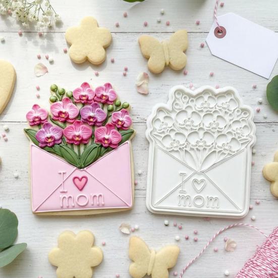 Flower Cookie Cutter Sunflower Rose Tulip Shape Biscuits Molds for Baking Fondant Pastry Biscuit Clay DIY Molds Gifts for Mother's Day Valentine's Day