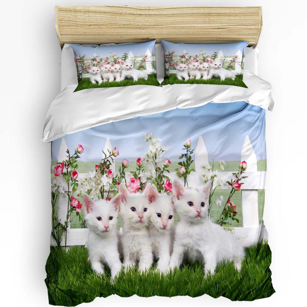 Cartoon Animal Color Cat Duvet Cover Bed Bedding Set Double Home Textile Quilt Cover Pillowcases Bedroom Bedding Set No Sheet