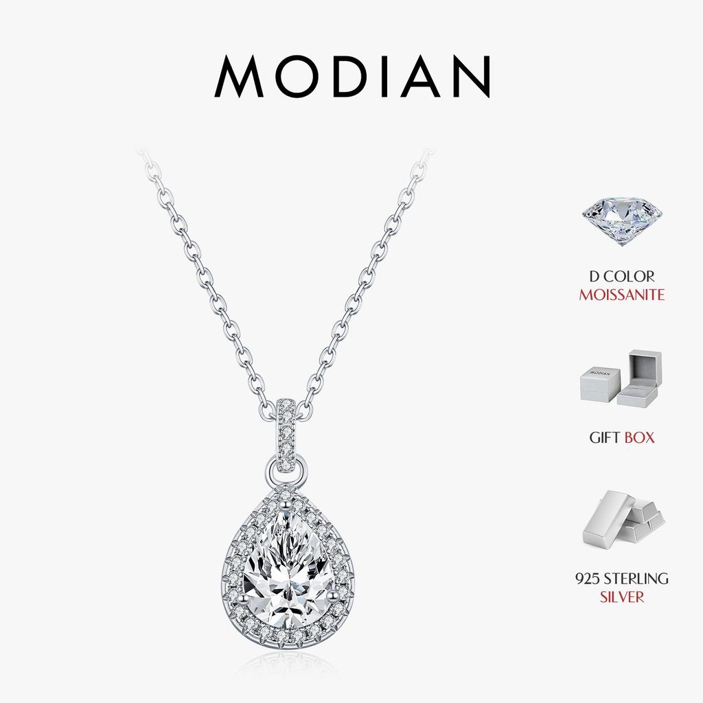 MODIAN 1.2CT Water Drop Moissanite Wedding Necklaces 925 Silver Exquisite Pendant Necklace For Women Statement Jewelry
