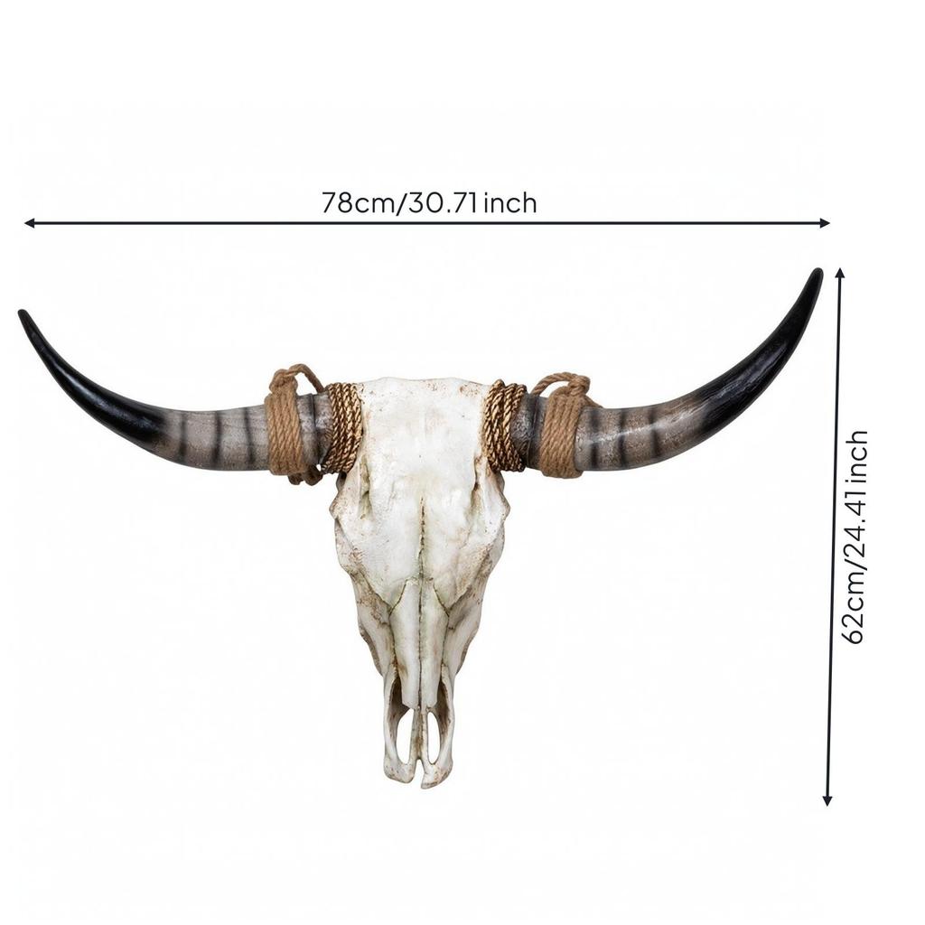Southwestern Bull Skull Wall Decor Resin Hanging Farmhouse Boho