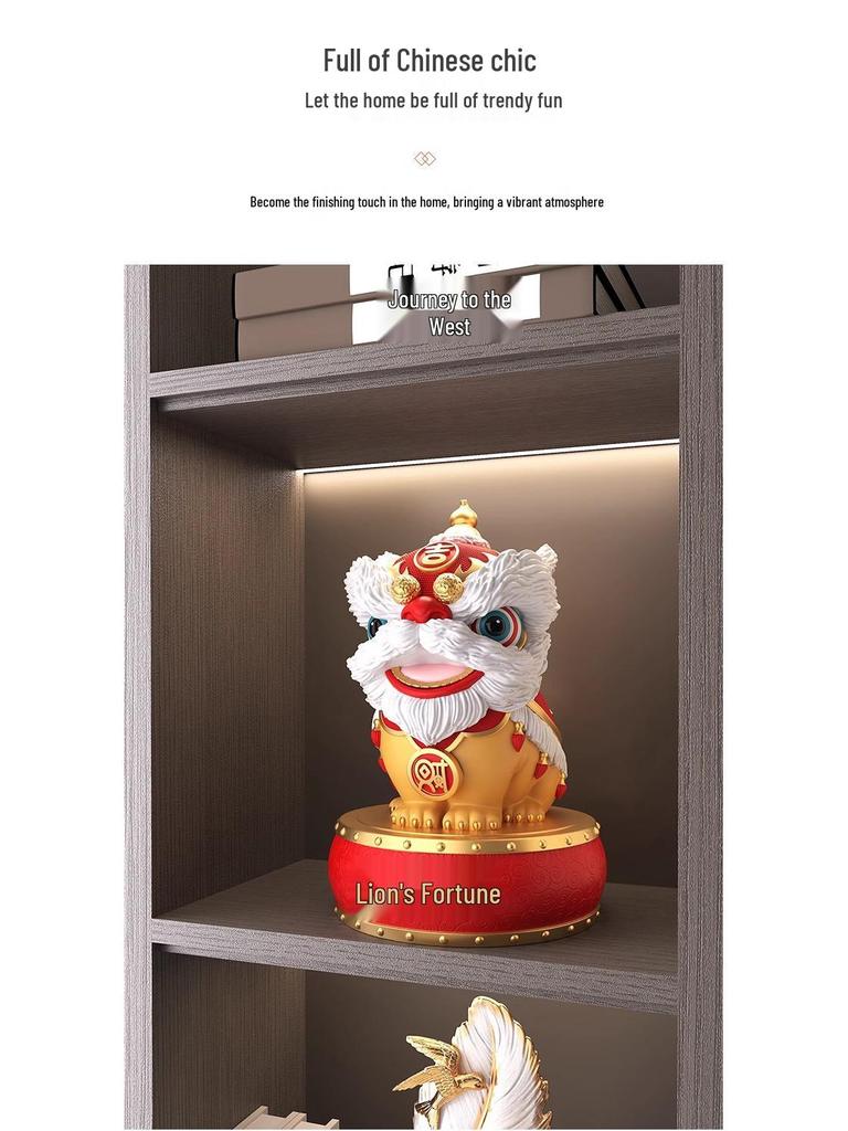 Lion Dance Ornaments Pair - Chinese New Year Decorations for Home, Office, or Gifts