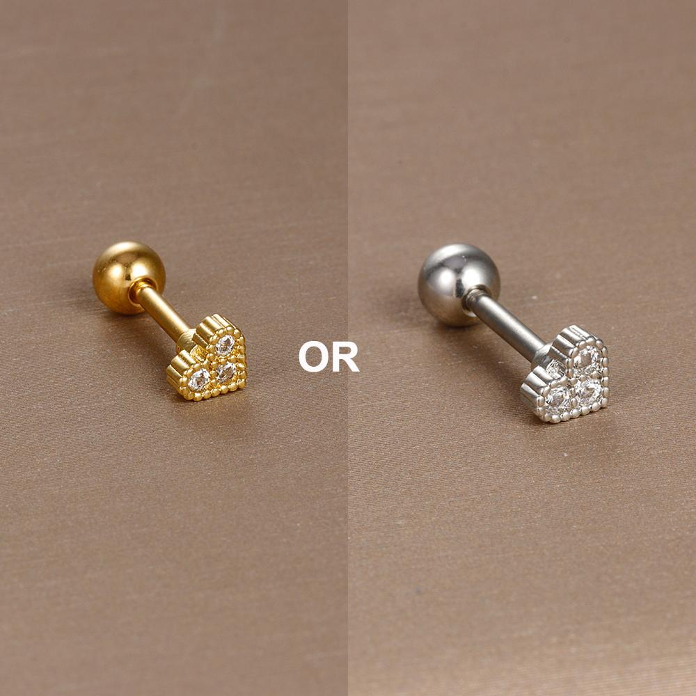 1PC 316L Stainless Steel Mini Zircon Cartilage Piercing Stud Earring For Women Girl Helix Tragus Body Zircon Statement