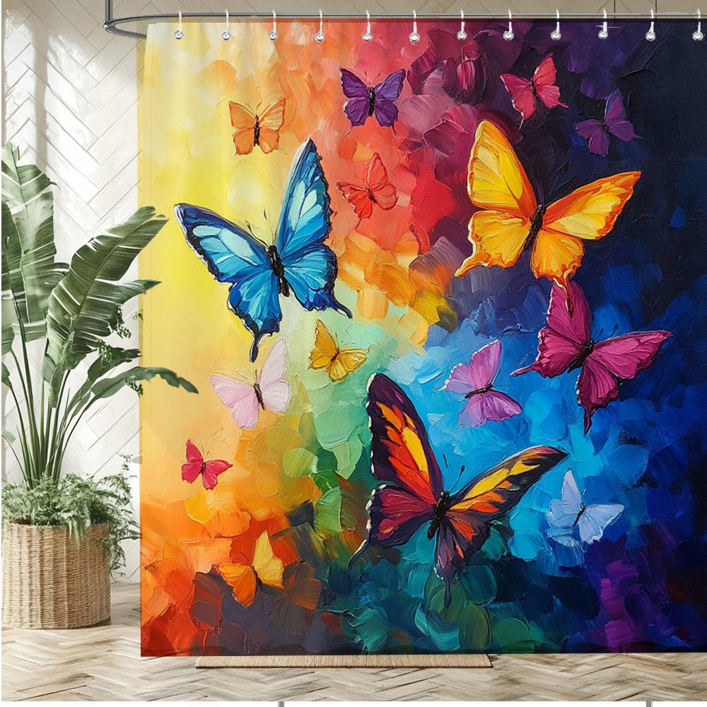 Beautiful Butterfly Style Style Shower Curtain Bath Curtain Flowers Printed Bathroom Curtains For Home Decoration Curtain