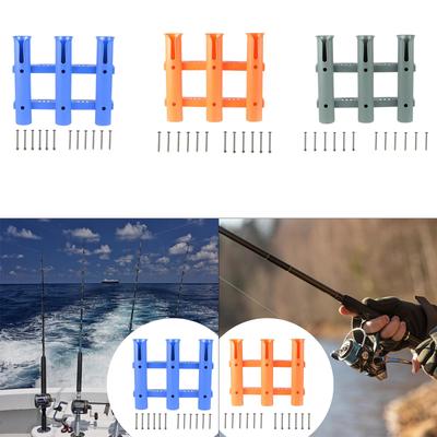 3 Tube Links Fishing Rod Holder Support Gift for Husband Equipment 3 Hole Fishing Rod Rack for Yacht Truck Garage Marine Boats
