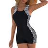 New one-piece swimsuit women's racing swimsuit conservative slim geometric splicing professional sports training swimsuit backless
