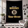 Wall Hanging Tapestry With Custom Name & Text, Boston Bruins Decorative Tapestry For Bedroom