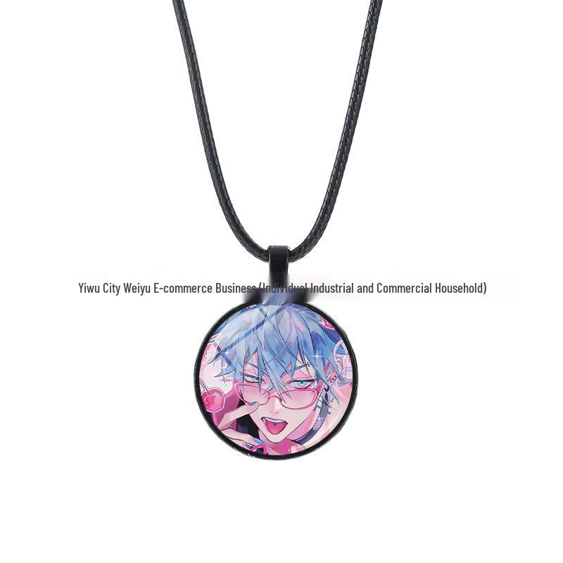 Alien Stage Anime Pendant Necklace with Time Gem on Black Rope Chain