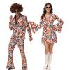 New Disco Vintage Hippie Pla Print Top Hip Hop Stage Costume