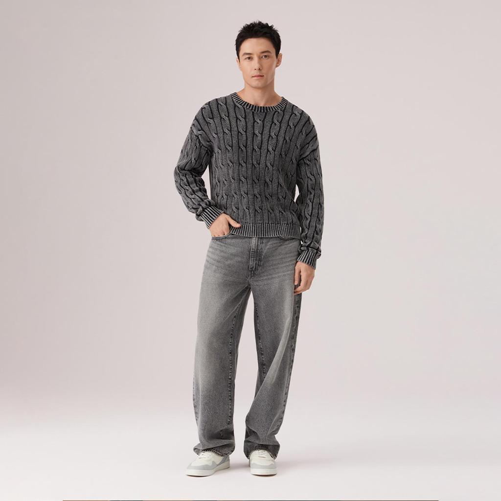 Levi's Men's Carmel Cable Crew Sweater Phantom Black 0058W-0002
