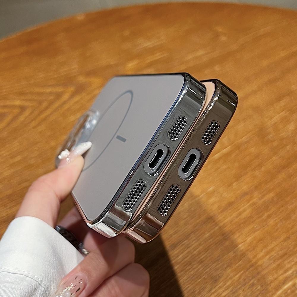 Plating For Magsafe Magnetic Matte Case For iPhone 17 16 Pro Max 15 14 Plus 13 12 11 Wireless Charging Lens Protection Cover