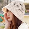 Hollow Woven Bucket Hat Spring and Summer Fashion Knitted Milliner Versatile Casual Visor Bucket Hat Beach Basin Hat