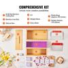 Soap Making Kit, Bamboo Cutting Box and Inner Box with Silicone Mold, Stainless Steel Straight Cutter and Wavy Cutter, 100 Bags and 105 Stickers, Soap