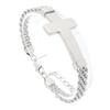 Personalized Stainless Steel Strap Bracelet Street Style Mesh Chain with Extended Chain Cross Bracelet Retro Men's Bracelet