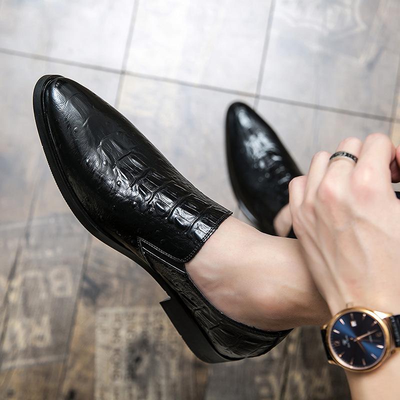 2025 Autumn New Crocodile Pattern Business Dress Casual Shoes Large Size Small Leather Shoes Overfoot Men's Shoes Size 48