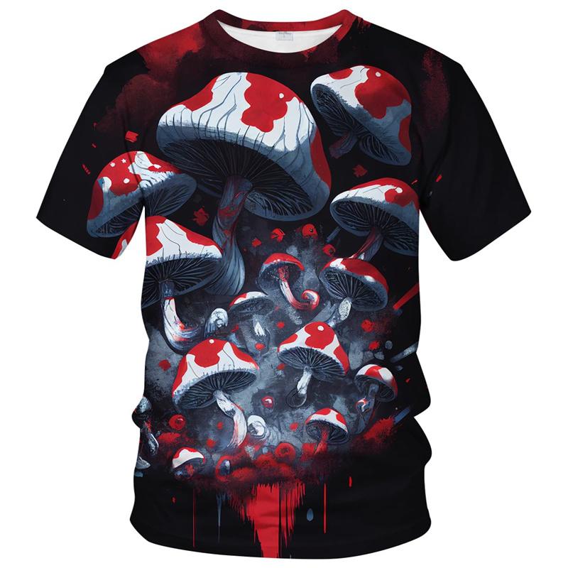 Trippy Mushroom Graphic T Shirt For Men 3d Printed Art Magic Mushroom T-Shirts Street Summer Spring Short Sleeve Tee Shirts