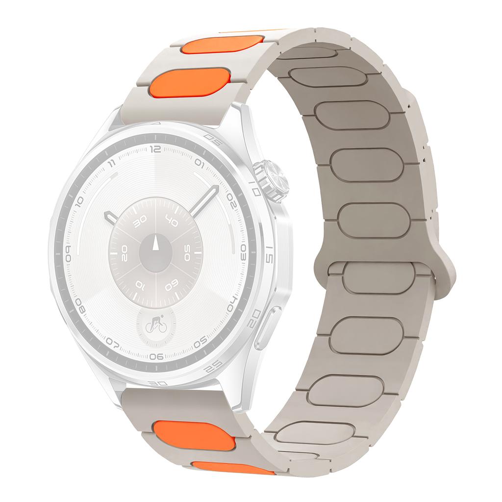 22mm Oval Design Magnetic Strap for Huawei Watch GT 6 Pro 46mm/Oppo Watch X/X2/4 Pro Silicone Watch Band Dual Color
