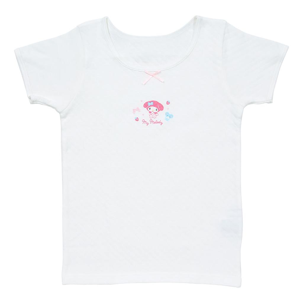 Sanrio Quilted Short Sleeve Undershirt Set My with Name 2 226131 Kids' (2 Pieces), Melody, 120cm, Cotton, Tags, Patterns,