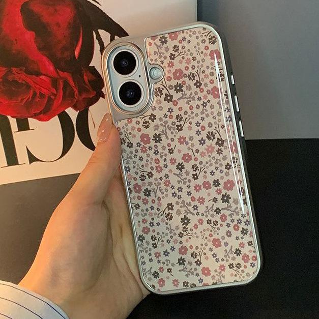Korean Hyunya floral suitable for Apple 16/17Promax mobile phone case IP15pro Epoxy water condensation 14plus set