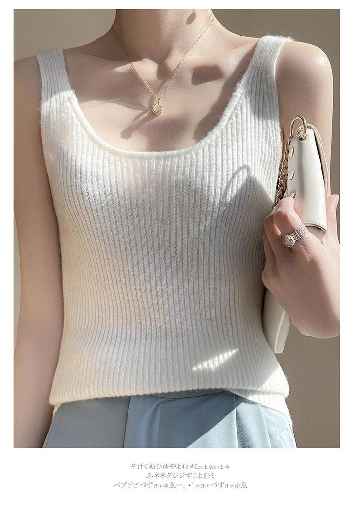 Damen Cashmere Rippstrick Camisole Herbst/Winter 2024 - Weich, Hautfreundlich, Figurbetont, Vielseitiges Basic Layer Top