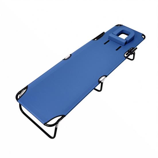 Foldable Camping Cot for Adults, Reclining Lounge Chair with Face Hole, 4 Height Adjustable, Removable Pillow