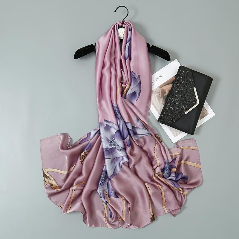 Women Silk Lady Summer Beach Scarf Luxury Design Print Shawl Scarves Fashion Smooth Foulard Female Hijab