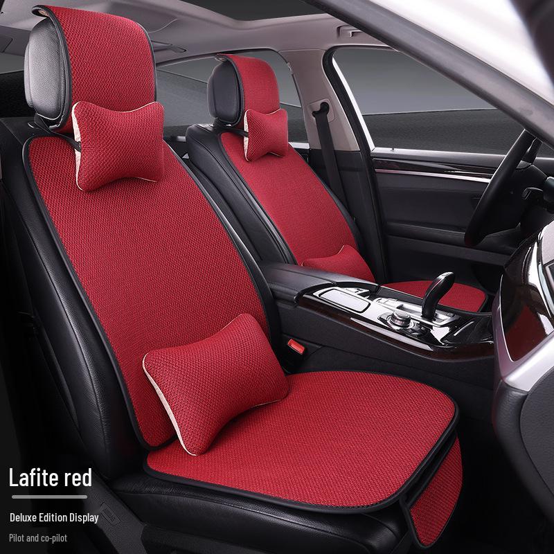 Comprehensive All-Season Linen Seat Cushion Set for Five-Seater Cars