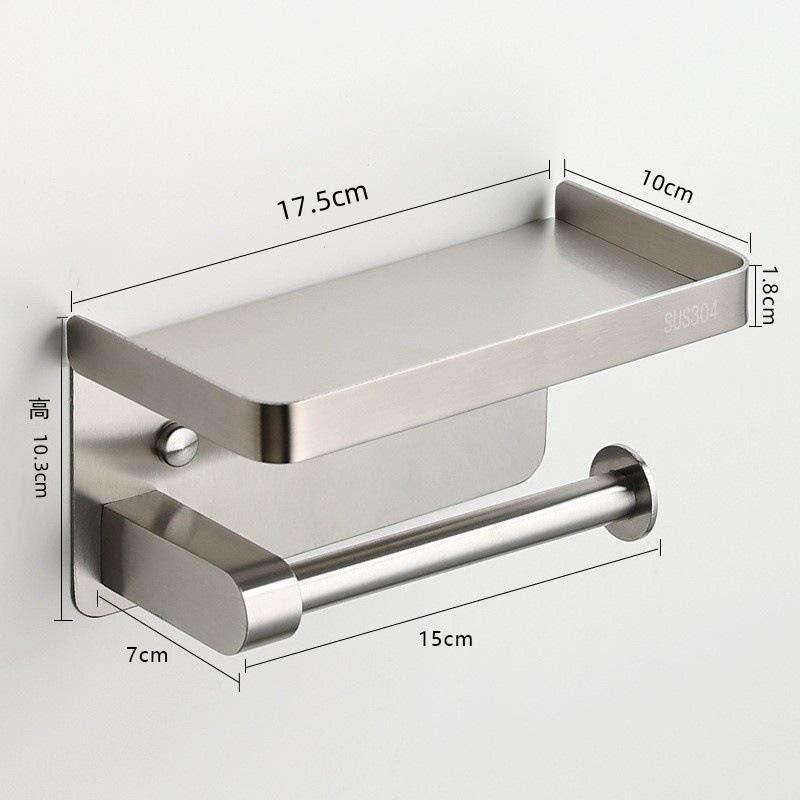 Stainless Steel Toilet Paper Holder with Phone Shelf, Punch-Free Installation for Home and Public Restrooms