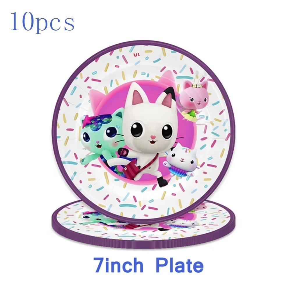 

Gabby Dollhouse Party Supplies Gabby Birthday Party Favor Plate Cup Set 3D Balloons For Kids Girls Party Gift Items Photo Booth Props others