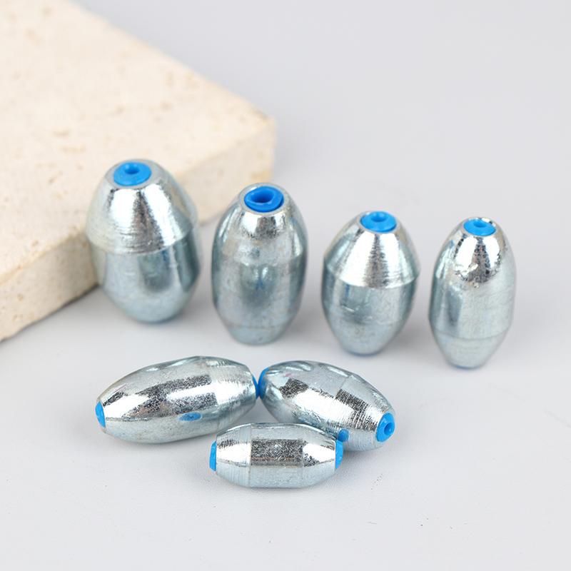 20Pcs Alloy Hollow Olive Fishing Sinkers3/ 4/6/8/10/12/15G Wax Coating Fishing Weight Steel Fishing Weights Accessories